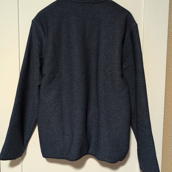 NWT Eddie Bauer Blue Fleece Snap Pullover Jacket Men’s Large Kangaroo Pocket - Picture 2 of 4